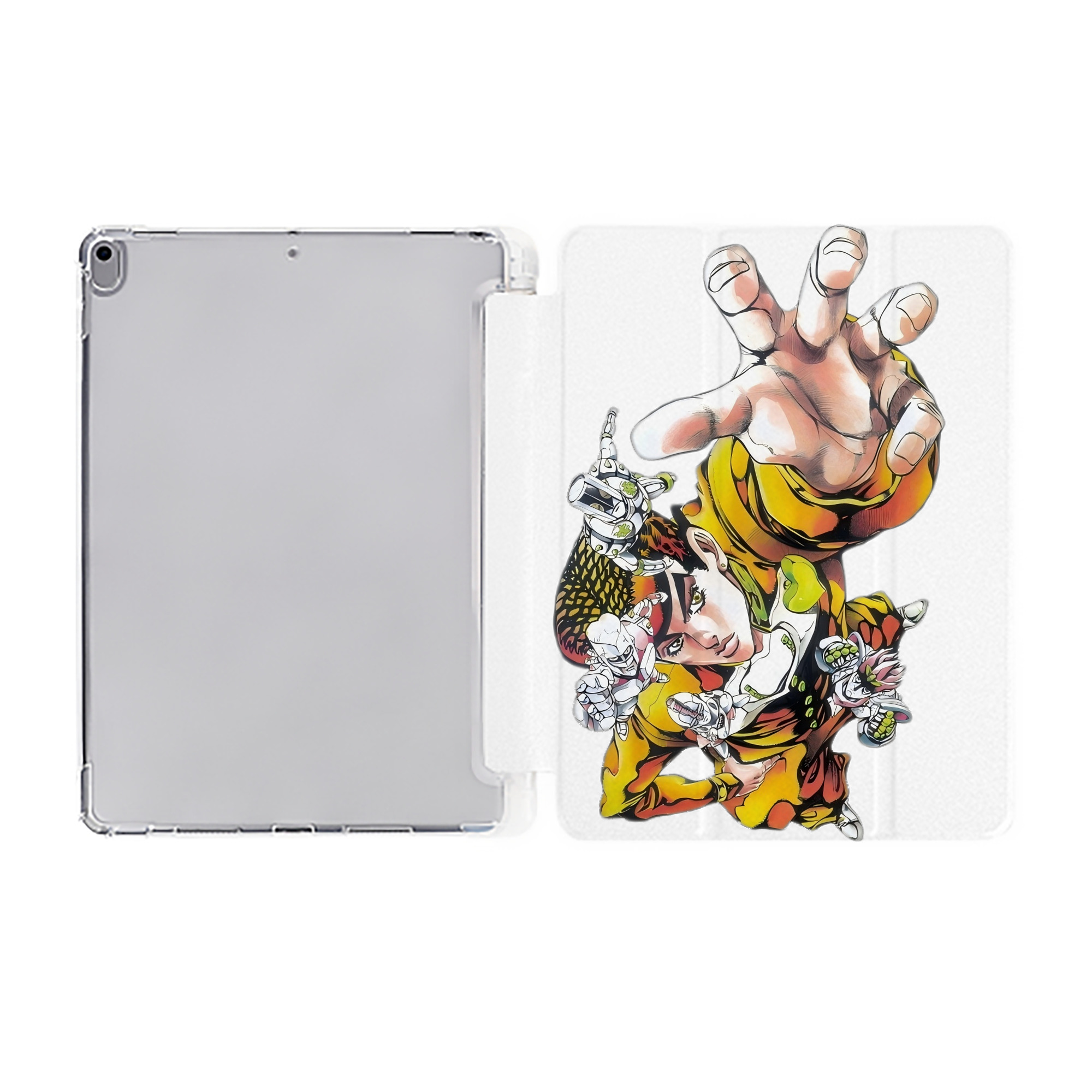 （画像用） ジョジョの奇妙な冒険 ひがしかた じょうすけ JoJo's Bizarre Adventure Higashikata Josuke IPad ケース ペン収納付き 三つ折りスタンド PUレザー×シリコン 対応機種9.5/10.5/10.9インチ